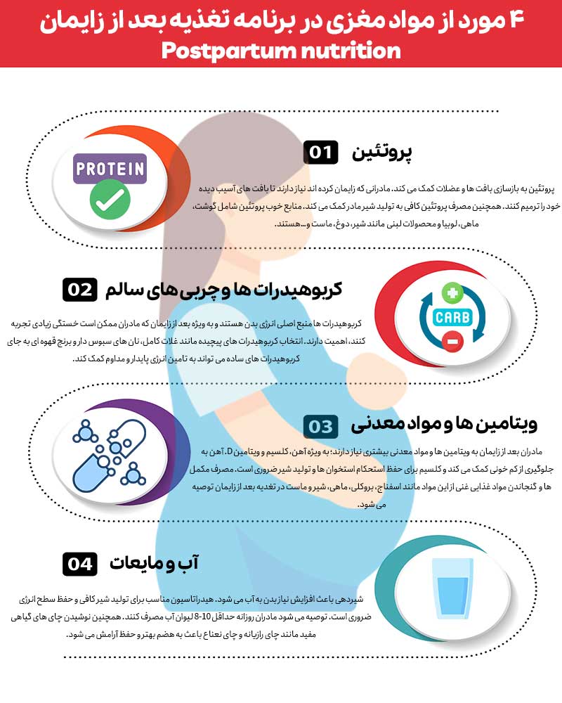 مواد مغزی در برنامه تغذیه بعد از زایمان